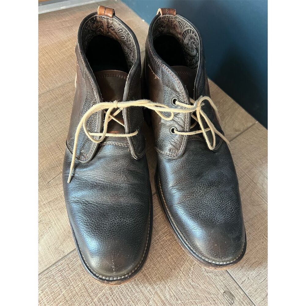 John Varvatos Men's Brown Leather Chukka Ankle Boots Lace Up